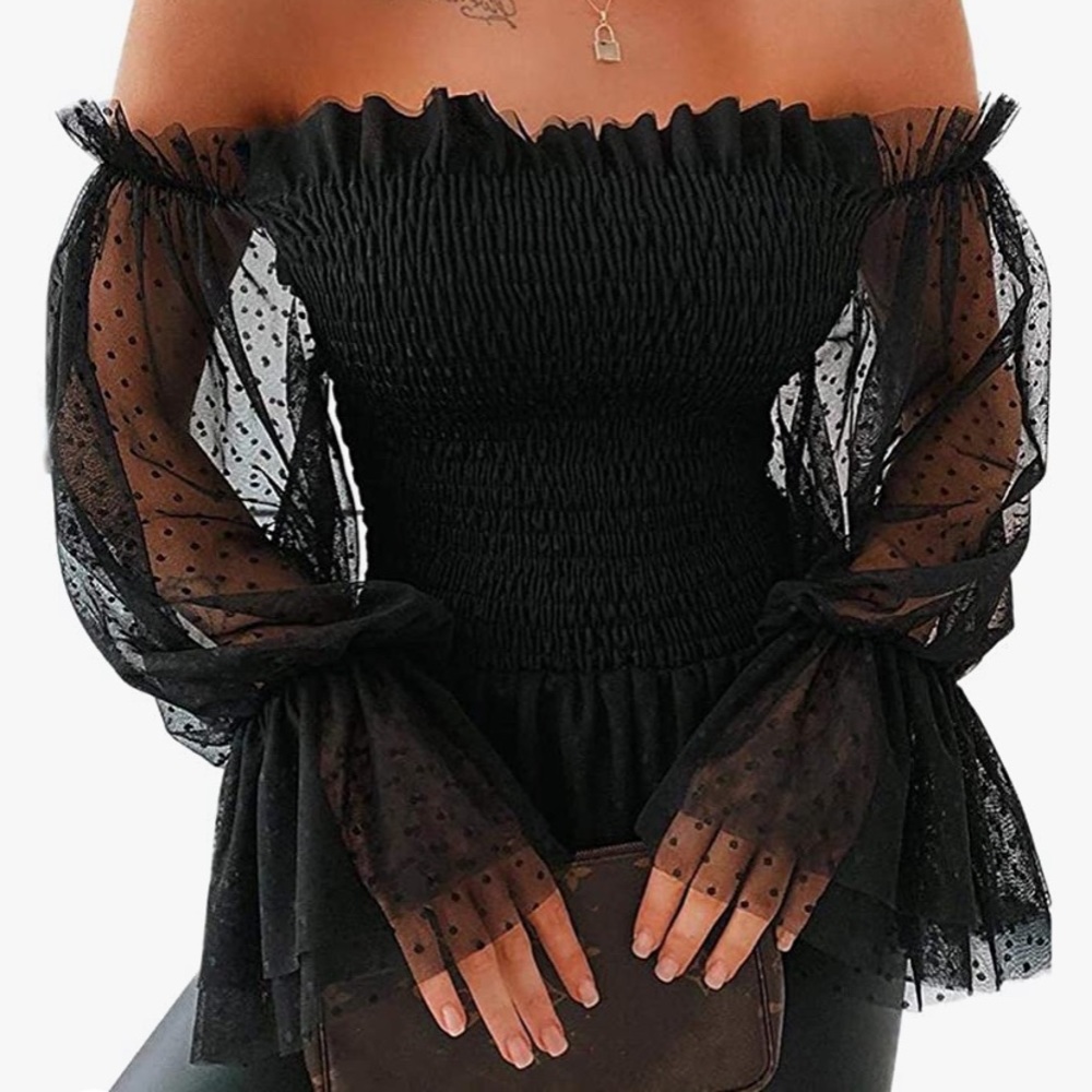Off shoulder long sleeve top
